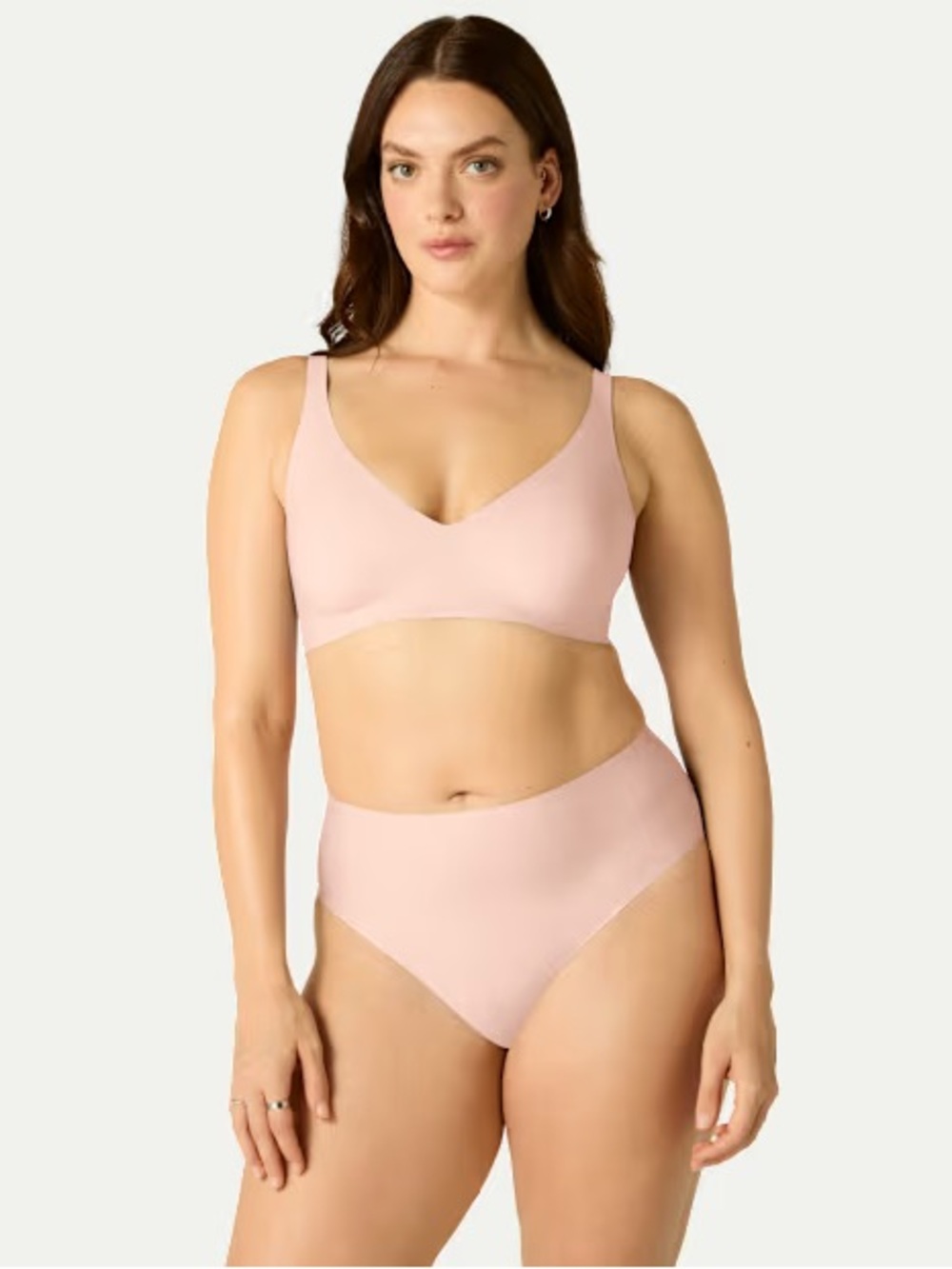Bombas No Show Plunge Bralette Pink Sandstone Large Wireless NWOT